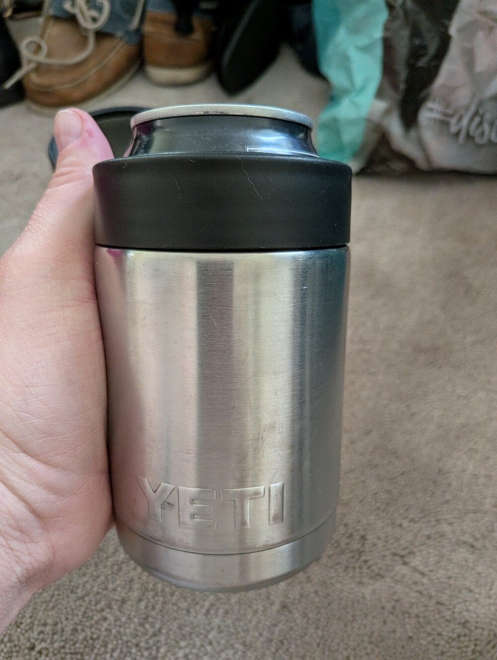 Yeti Stainless Steel Can Cooler with Black Lid Qty 2